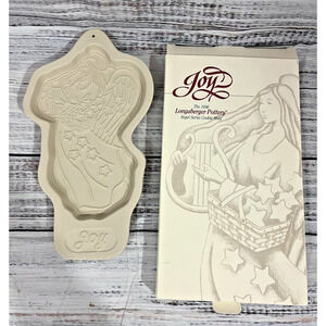 Vintage Longaberger Pottery Cookie Mold Christmas Angel JOY Bakeware 1996 USA
